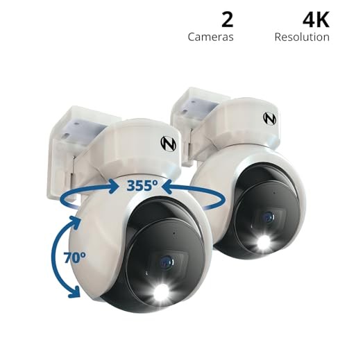 Add On Wired 4K Deterrence Cameras with 2-Way Audio - 2 Pack - White