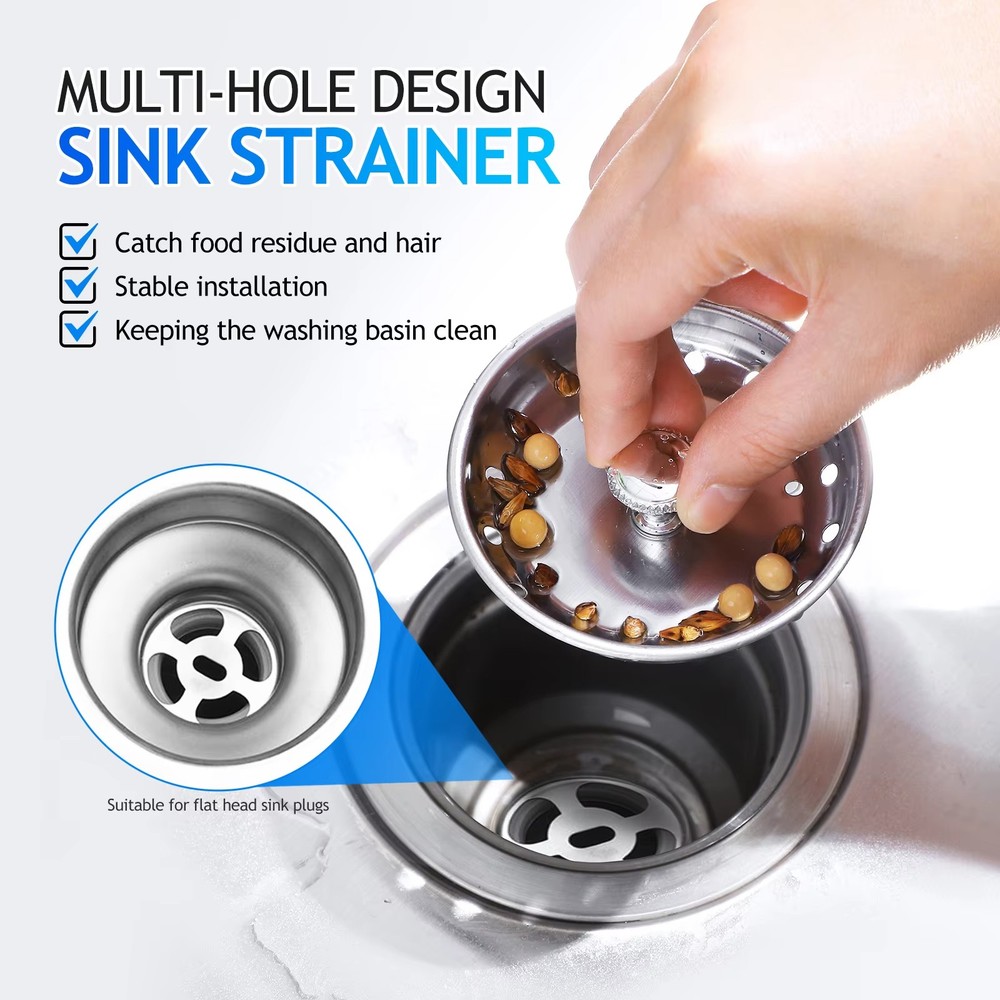 2x Stainless Steel Home Kitchen Sink Drain Stopper Basket Strainer Waste Plug