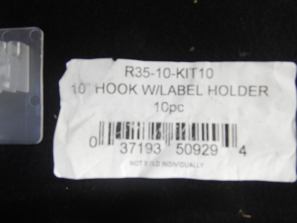 50 Pack 10" Hook with Label Holder for Pegboard Retail Display Use