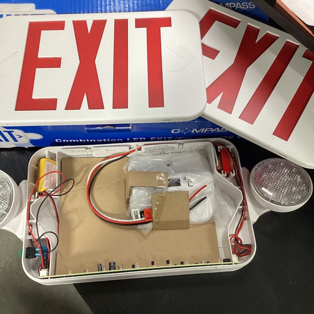 COMPASS CCR COMBINATION LED EXIT/EMERGENCY LIGHT RED