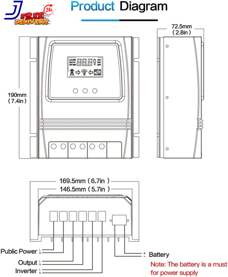 Dual Power Controller 50A 5500 Watt Automatic Transfer Switch for Off Grid