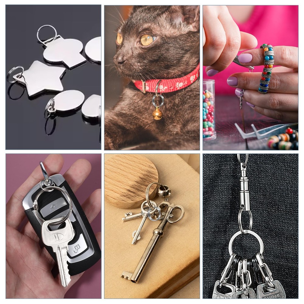 200pcs 1/2" Small Split Ring for Keychains, Stainless Steel Double Sliver