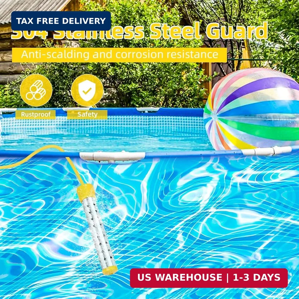 1500W Immersion Water Heater with Digital LCD Thermometer & Stainless Steel Guar