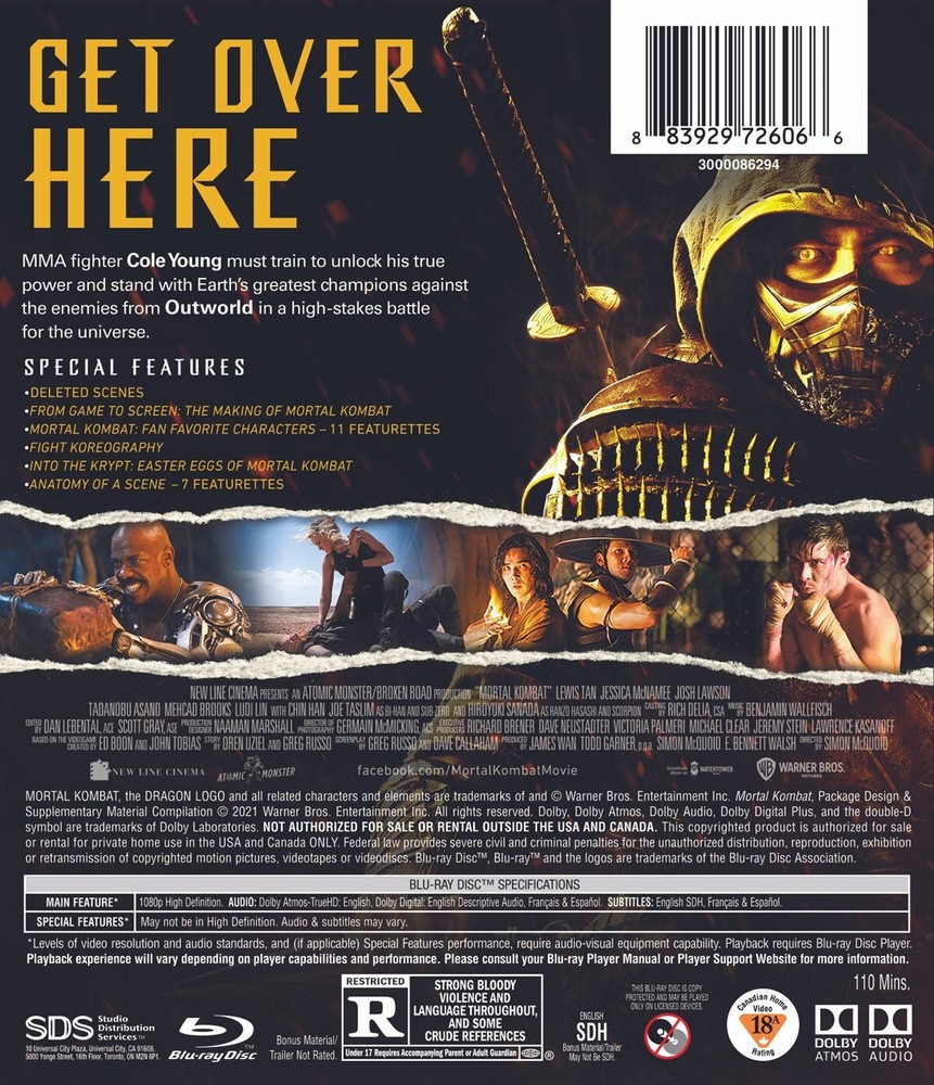 Mortal Kombat Blu-ray Lewis Tan NEW