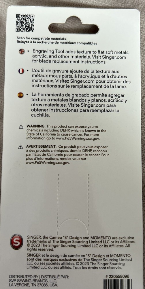 Singer Momento Engraving Tool with Housing