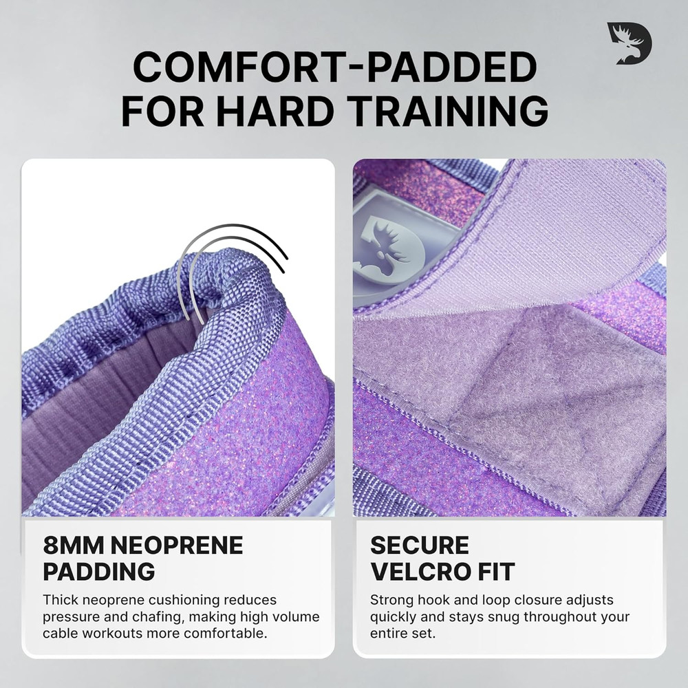 Ankle Strap for Cable Machine - One Size Fit with Premium Padding Cuffs, Ankle B