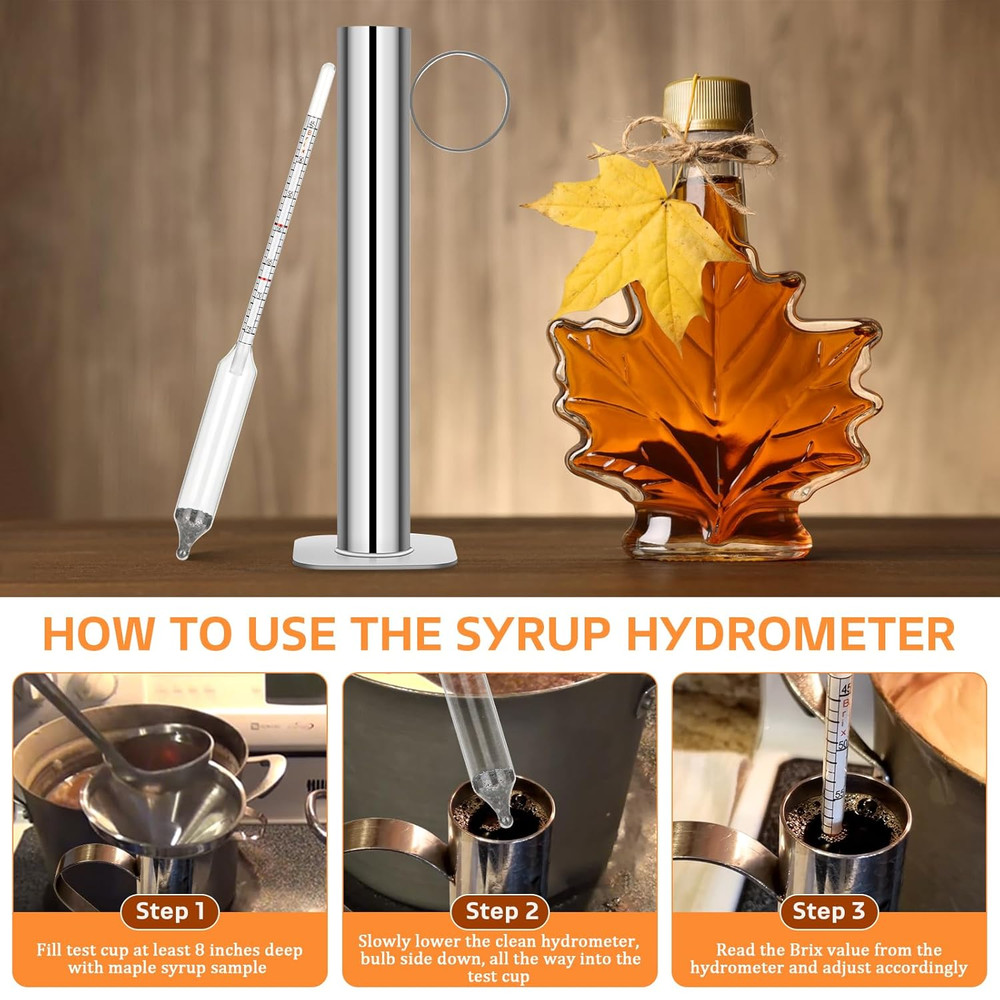 Maple Syrup Hydrometer Test Cup Kit, High Accuracy Hydrometer Maple Syrup Densit