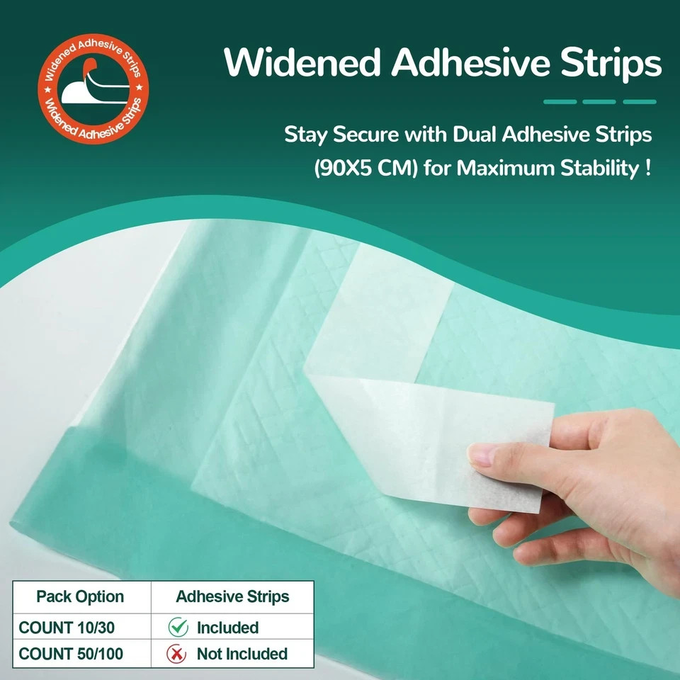 Bed Pads with Adhesive Strips 30'' X 36'' Disposable Underpads Extra Large Th...