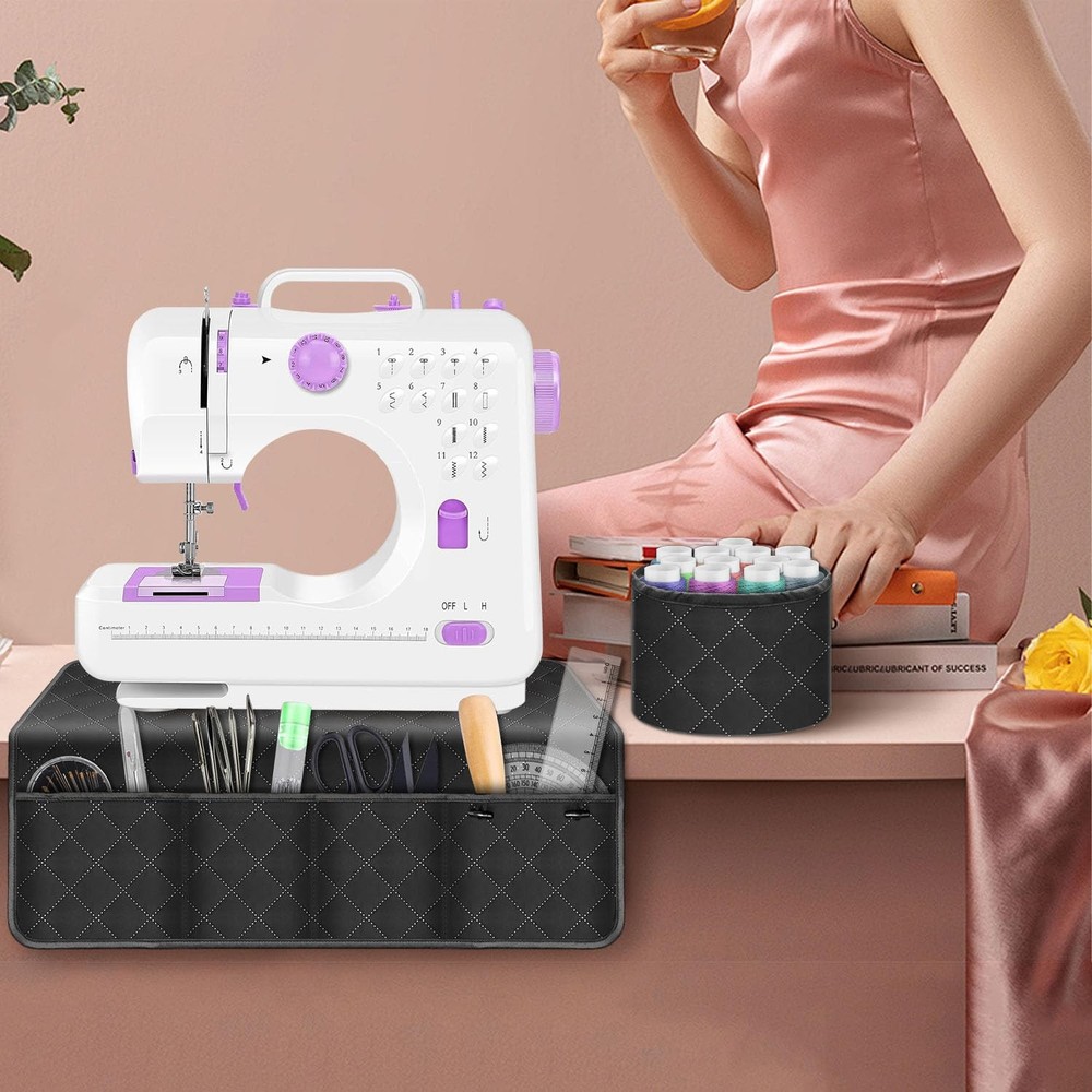 Sewing Machine Pad Table 26x26 Inch Black Polyester Foldable Pockets Organizer