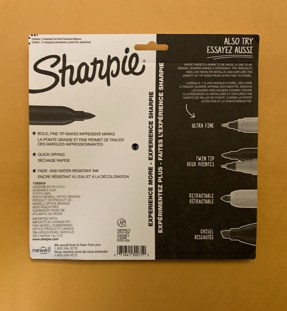 SHARPIE Permanent Markers, Fine Point, Assorted Colors, 12 Count