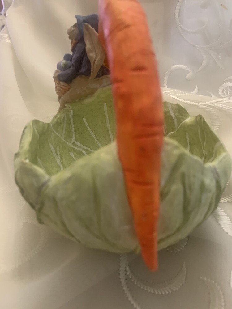 Dept 56 Easter Cabbage Carrot Basket Dish Figurine Bunny Rabbit Candy Festive