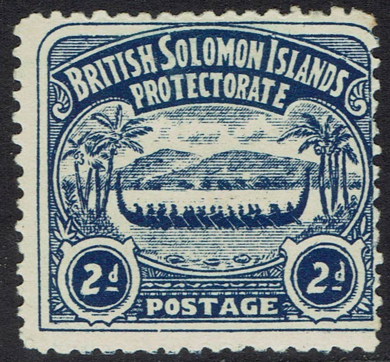 BRITISH SOLOMON ISLANDS 1907 LARGE CANOE 2D