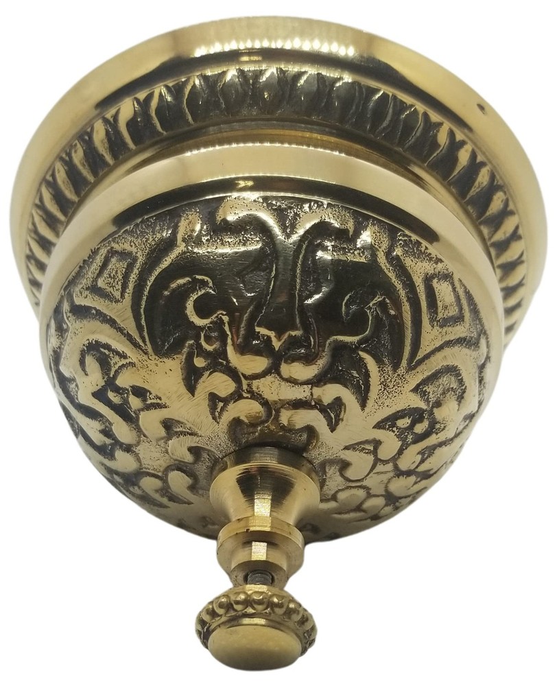 Solid Brass Victorian Style Service Desk Bell 3 inches by 3 inches,
