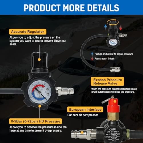 Turbo System Leakage Tester Kit, Turbo System Leak Detection with 8 Pcs Step