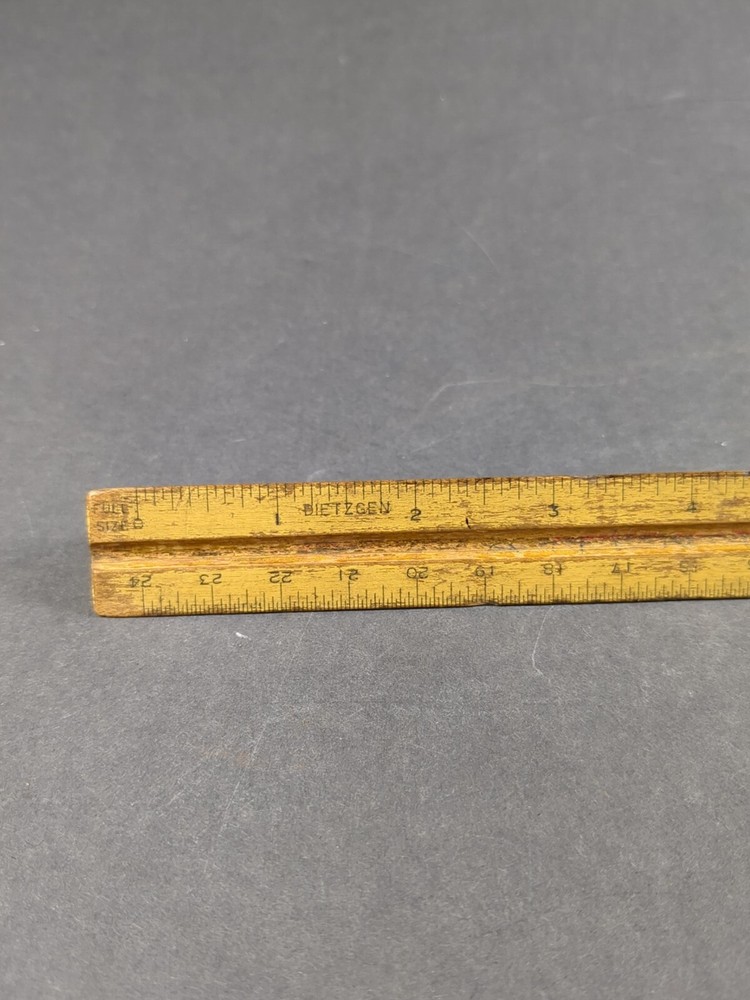 Dietzgen Wooden 3-Sided Triangular Scale Drafting Ruler USA VTG