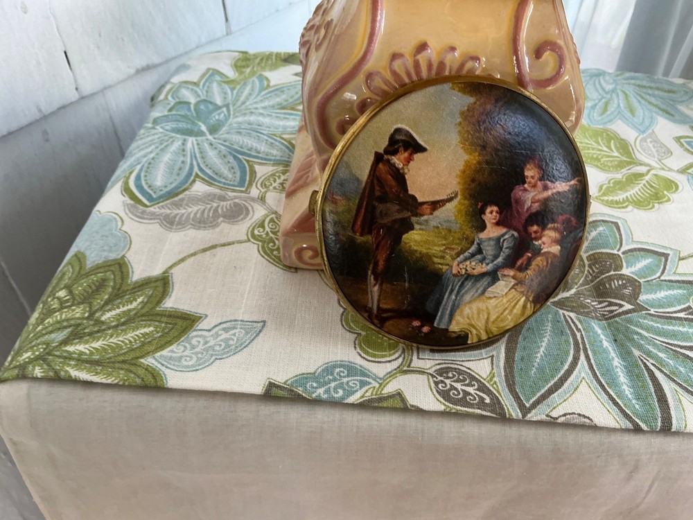 VNTG 2 SIDED VICTORIAN IMAGE SCENE DOUBLE MIRROR COMPACT GERMANY