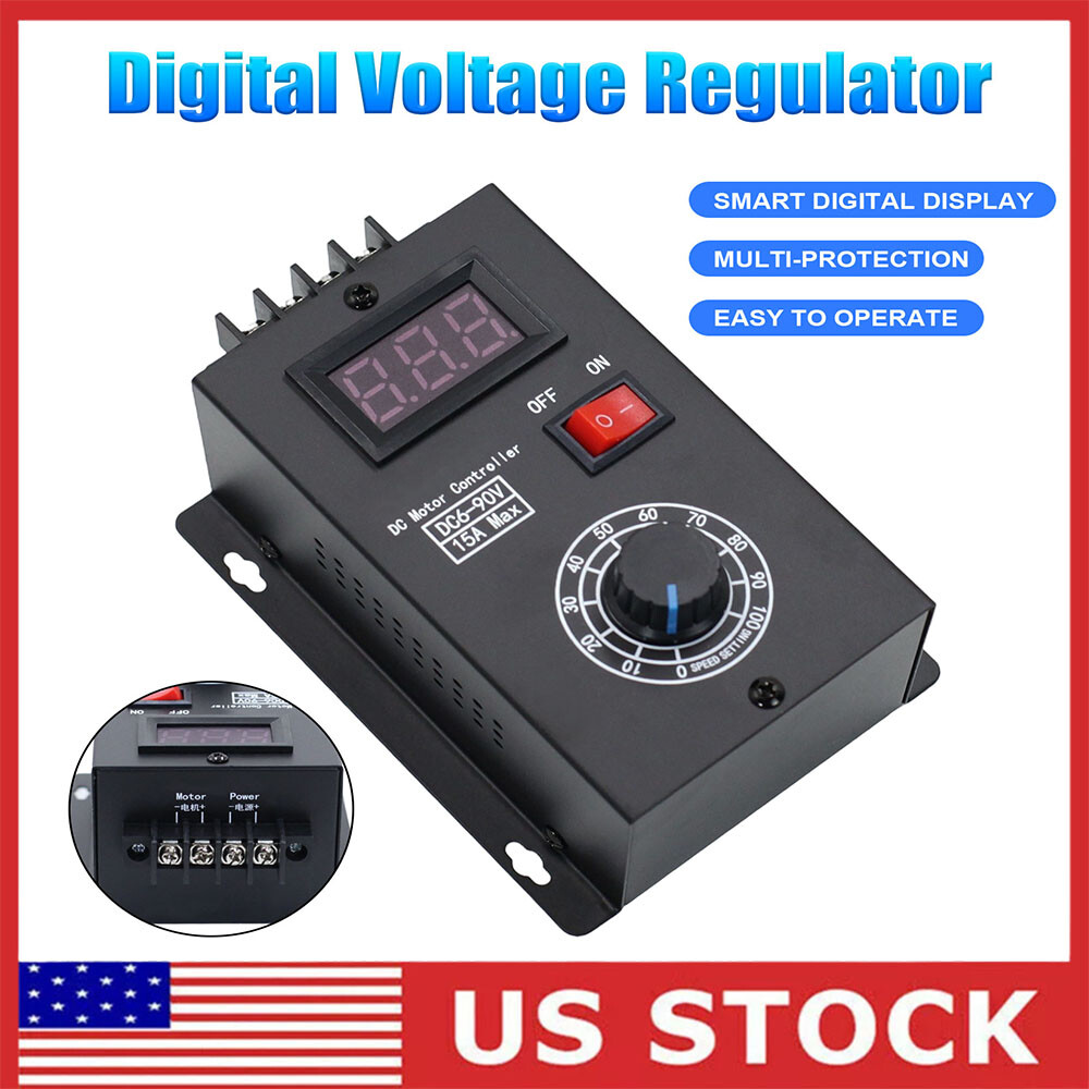 PWM DC Motor Speed Controller, High Precision DC 6-90V 15A DC Motor Controller