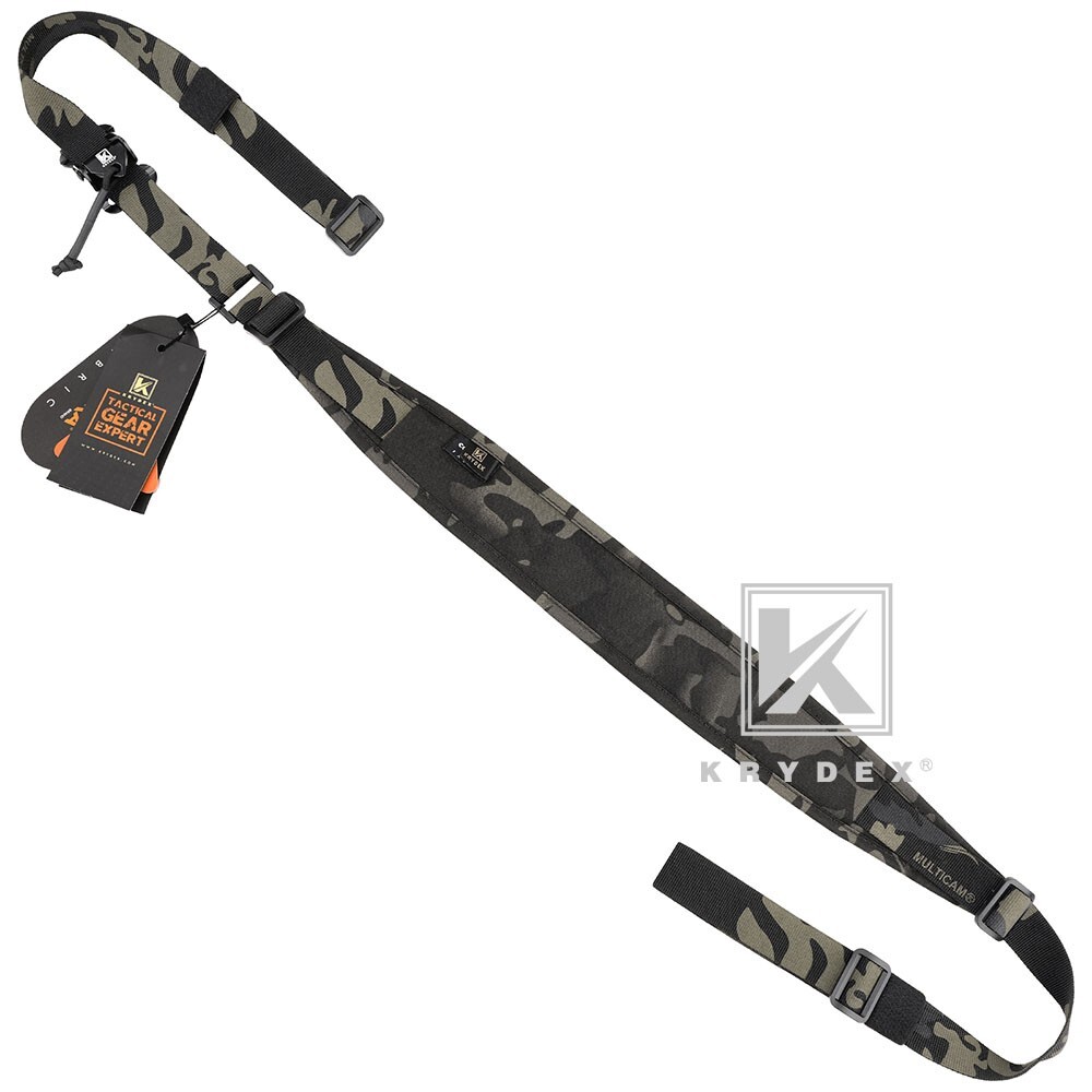 KRYDEX Tactical Sling Strap Modular Slingster Pull Tab 2Point Sling Black Camo