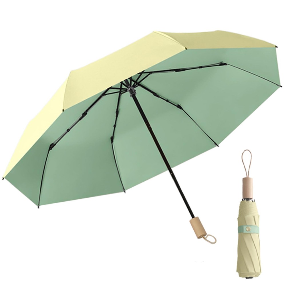 SFDRANVEX Automatic Compact Folding Umbrella, Windproof Compact, Pale yellow
