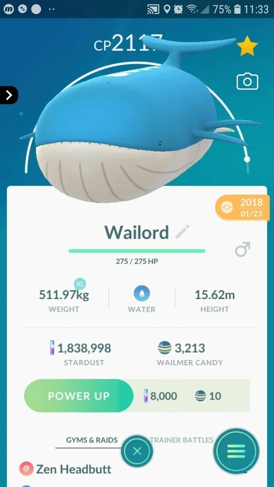 Wailord ( Wailmer Evolution ) Pokemon Tr@de Go