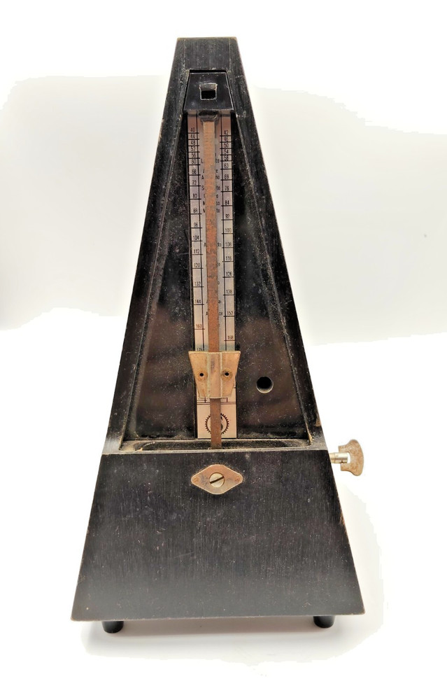 Vintage Metronome System Maelzel German Clockwork Metronome Timber Case -run -AF