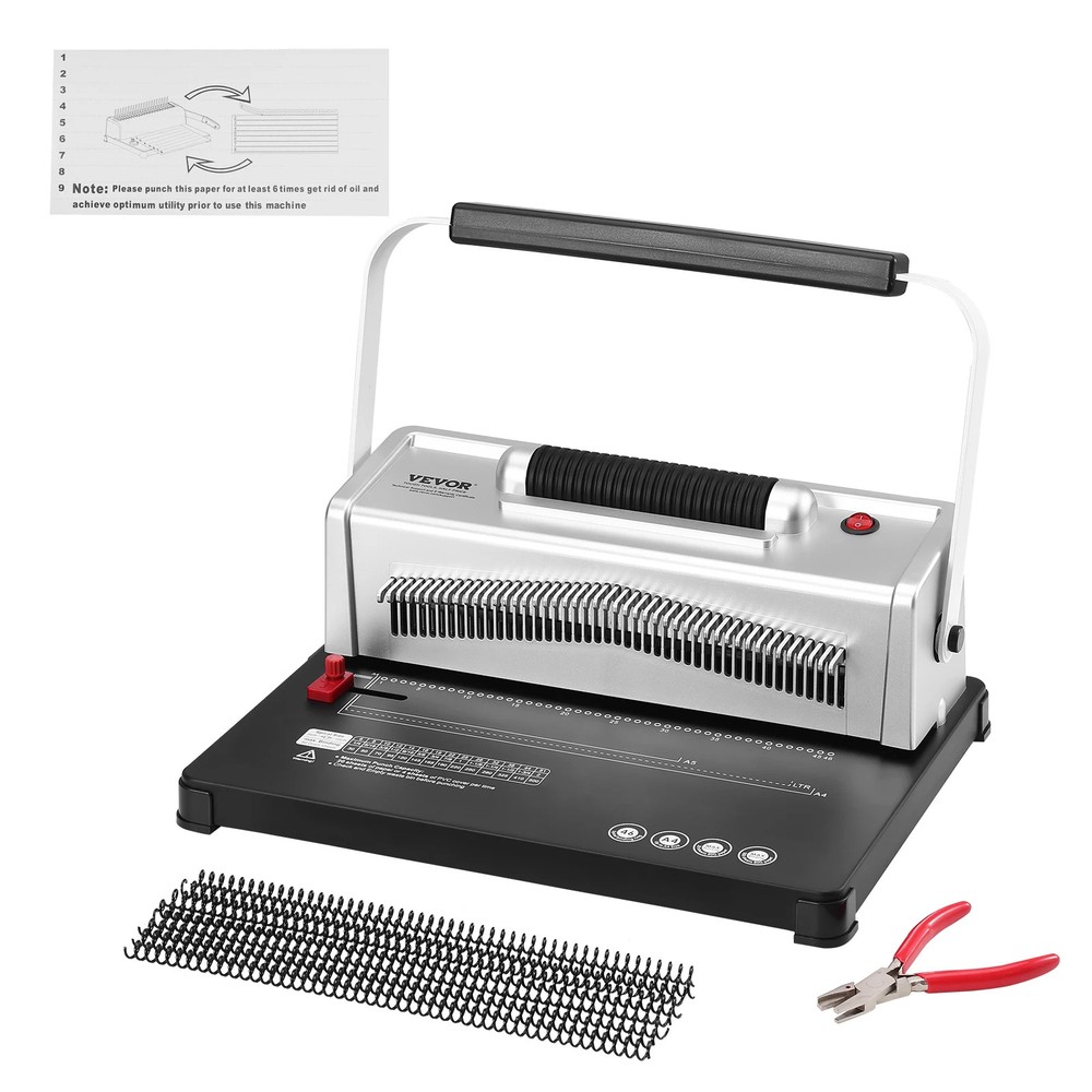 Coil Spiral Binding Machine Manual Book Maker 34-Holes Binding 120 Sheets Punch