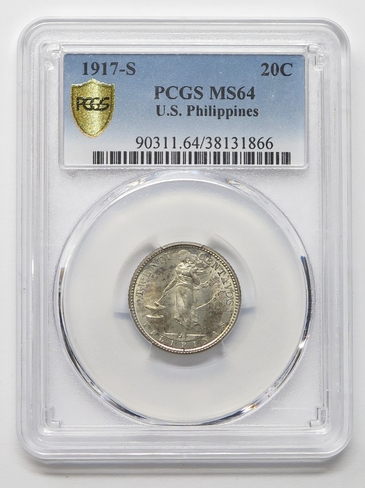 1917-S Philippines 20c MS64 PCGS 28965