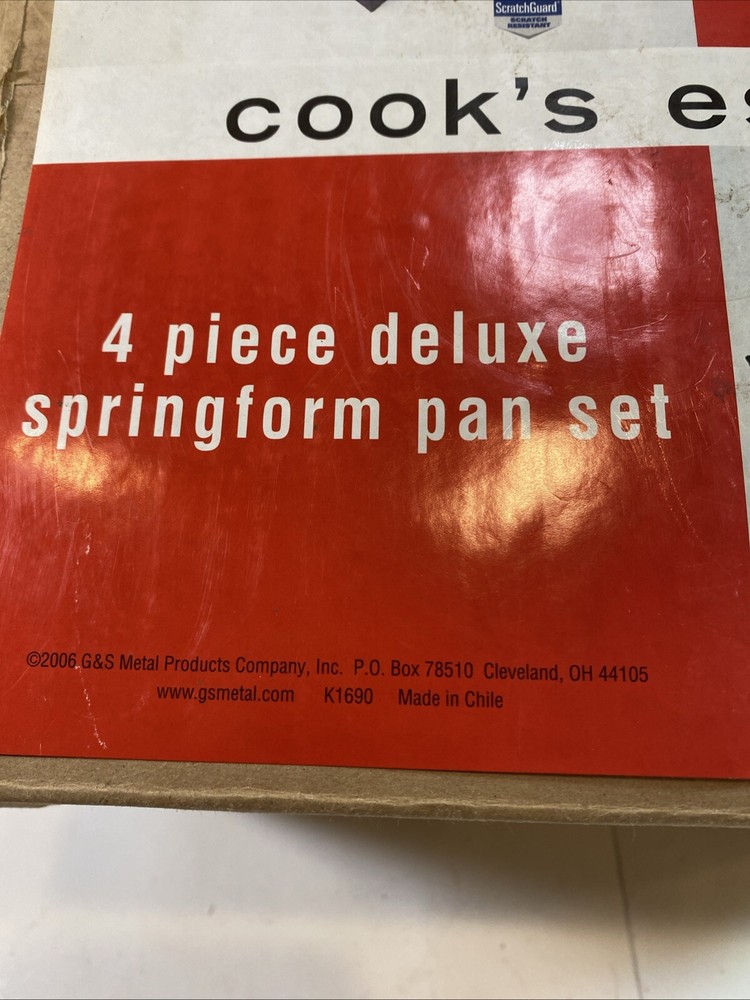 Cook's Essentials Deluxe Springform 4 Piece Set Bakeware Teflon New