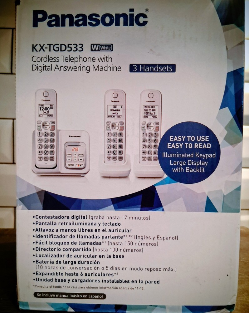 Panasonic Cordless Digital Phone System with Answering Machine 3 Handsets