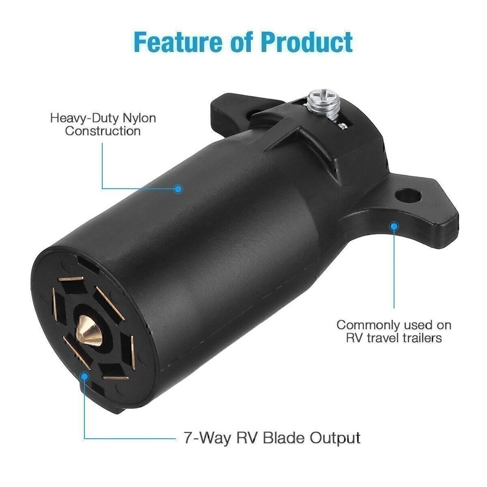 7 Way Round RV Style Trailer Light Plug Connector Replacement End Blade Pin Izos