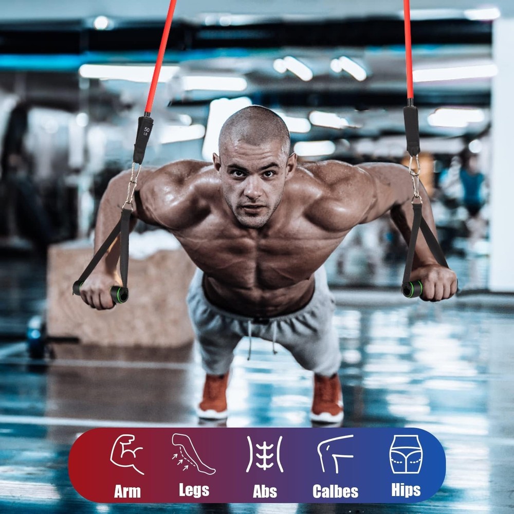 WIKDAY Exercise Resistance Bands with Handles for Working Out, Multicolor