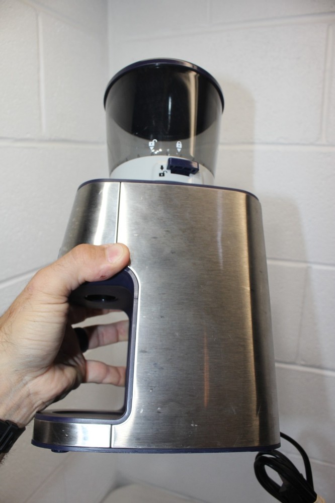 Beguko ADJUSTABLE GRIND Coffee Grinder Tested/WORKS! Silver/Blue, euc!! no cup