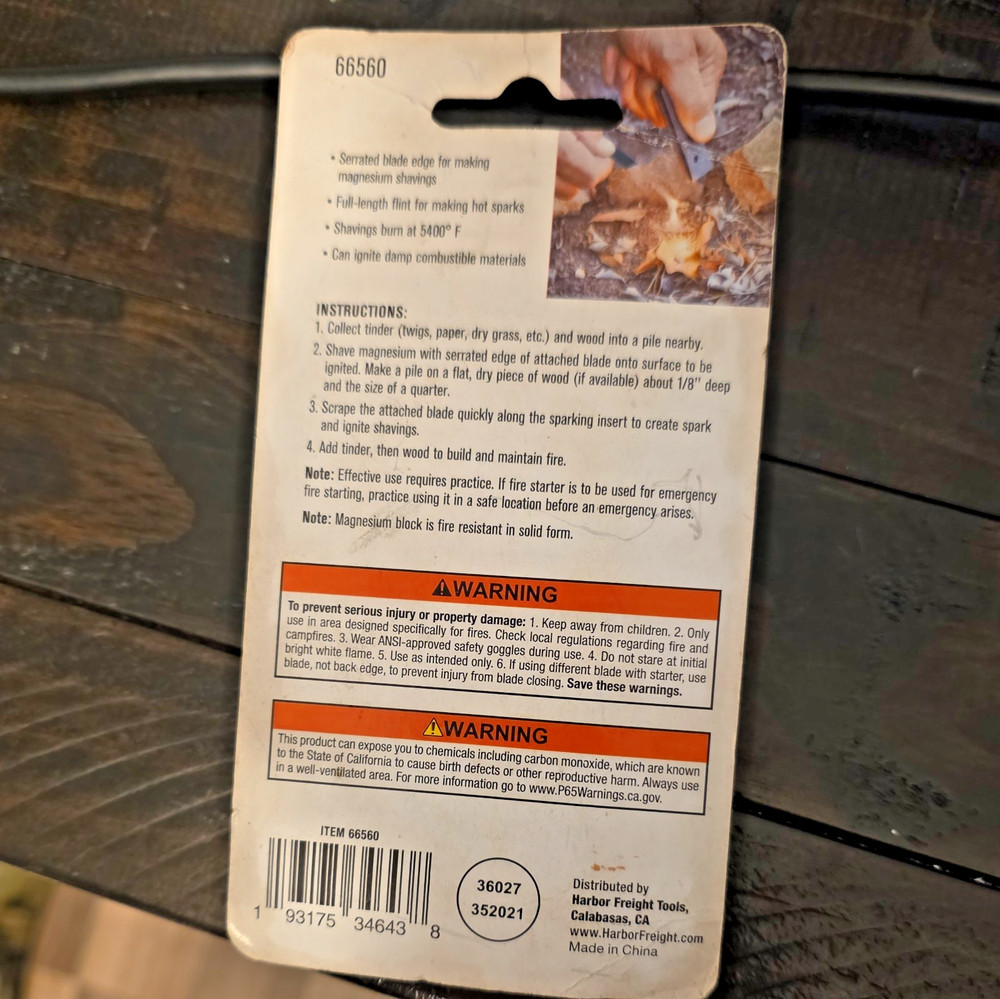 # 63733 " NIP " Magnesium Fire Starter " GREAT OUTDOORS EMERGENCY ITEM "