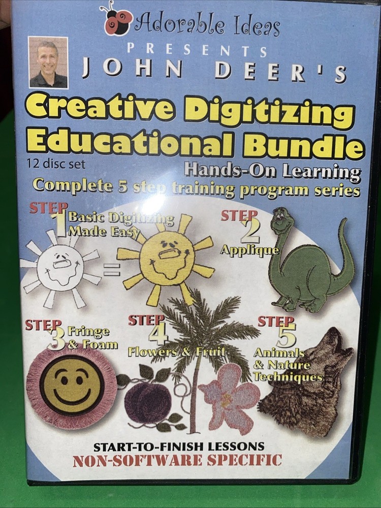 ADORABLE IDEAS JOHN DEER'S Creative Digitizing 5 Step Training DVDs(C3)