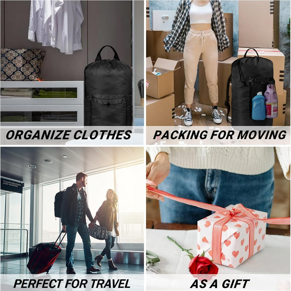 Laundry Bag Backpack with Shoulder Straps and Mesh Pocket Laundry Backpack Large