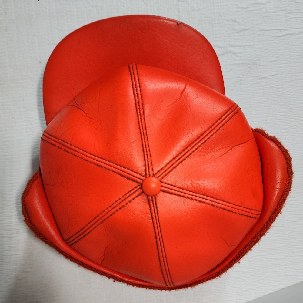 Vintage Hunter Orange Cap Fold Down Ear Flaps.