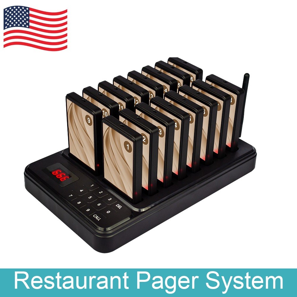 Catel Wireless Restaurant Paging System 16 Pagers 1 Keyboard Transmitter
