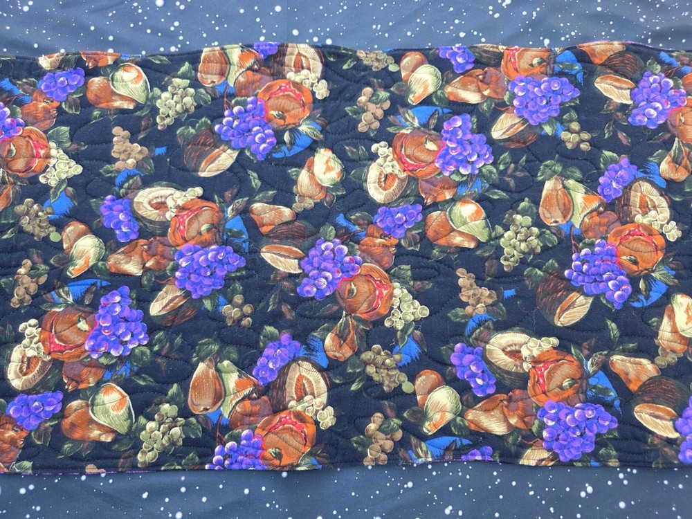 Handmade Quilted table Runner Fruit Grapes pears dates black purple leaves