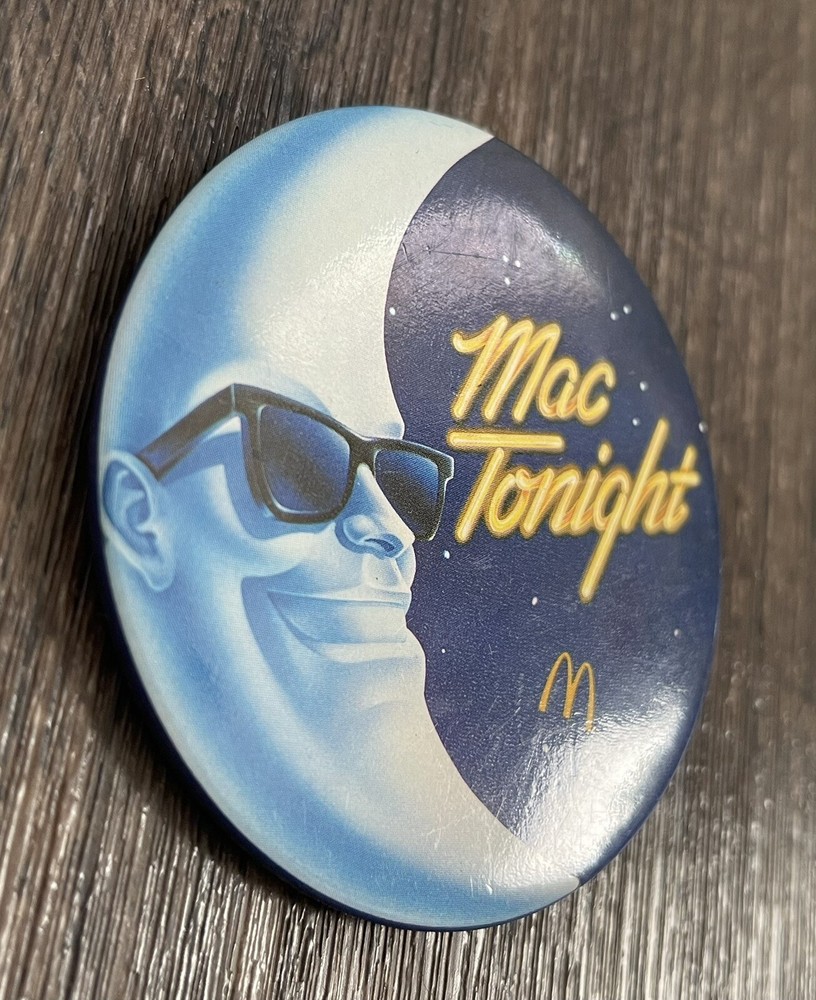 VINTAGE MCDONALD'S MAC TONIGHT PINBACK 3" BUTTON PIN