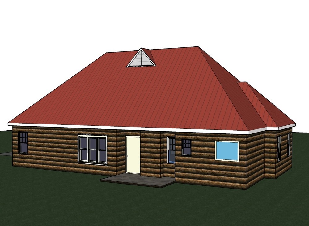Amanda 1706G-4 log Home, House plan 3 bed room, 2 bath split plan in PDF