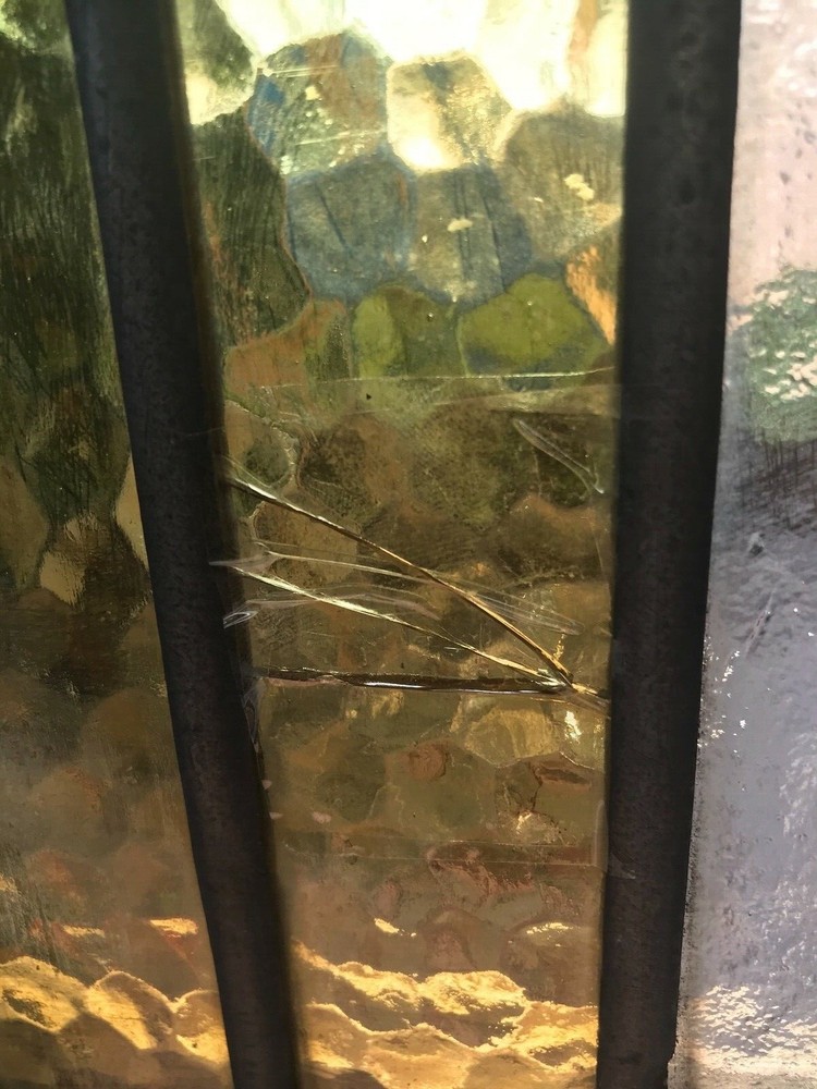 Vintage Stained Glass Window Panel 22 "X 19 1/2" .