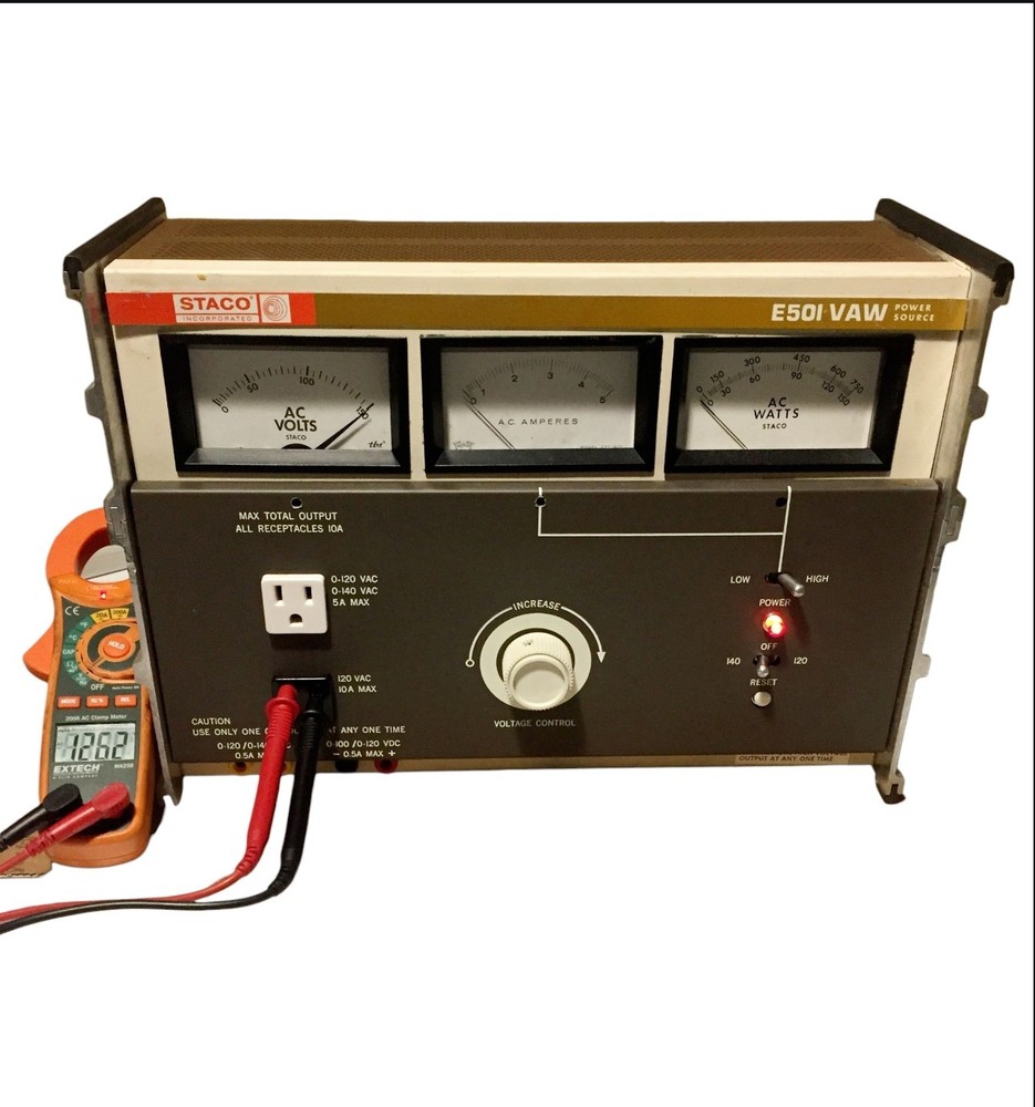 Staco E50I VAW Power Source Variac Variable Transformer Watts Amps AC Volts
