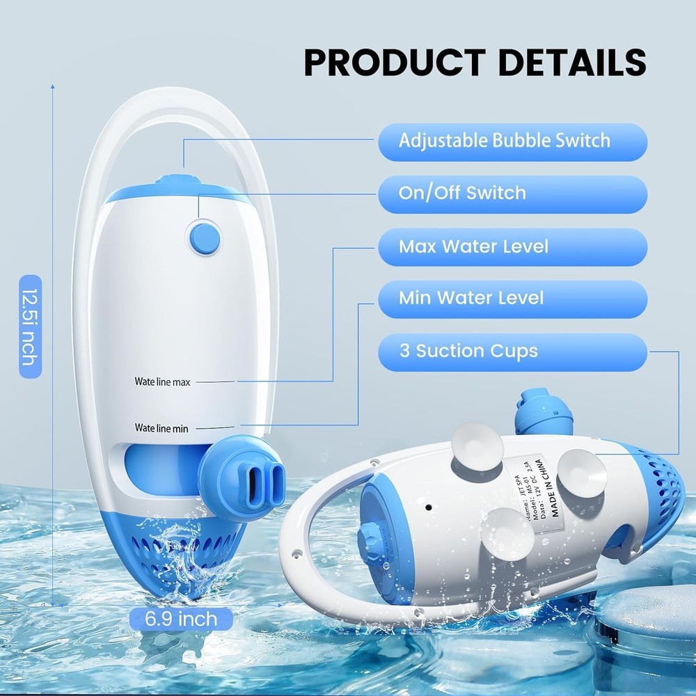 Bath Jet Spa, Jet/Bubble Maker Mode, Bathtub Spa single head, Blue+White