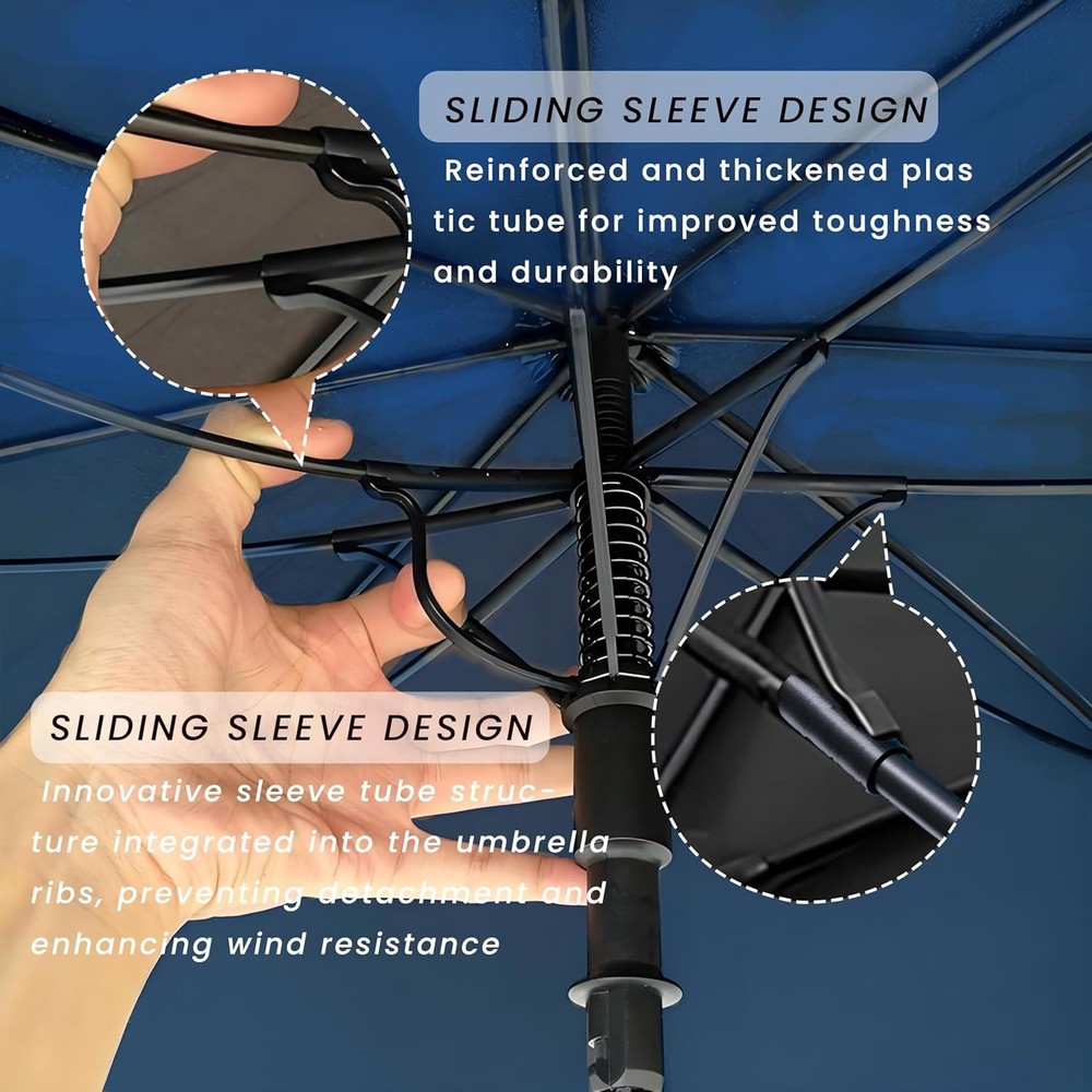 62in Large Golf Umbrella, Double Canopy, Windproof Waterproof, Auto Open