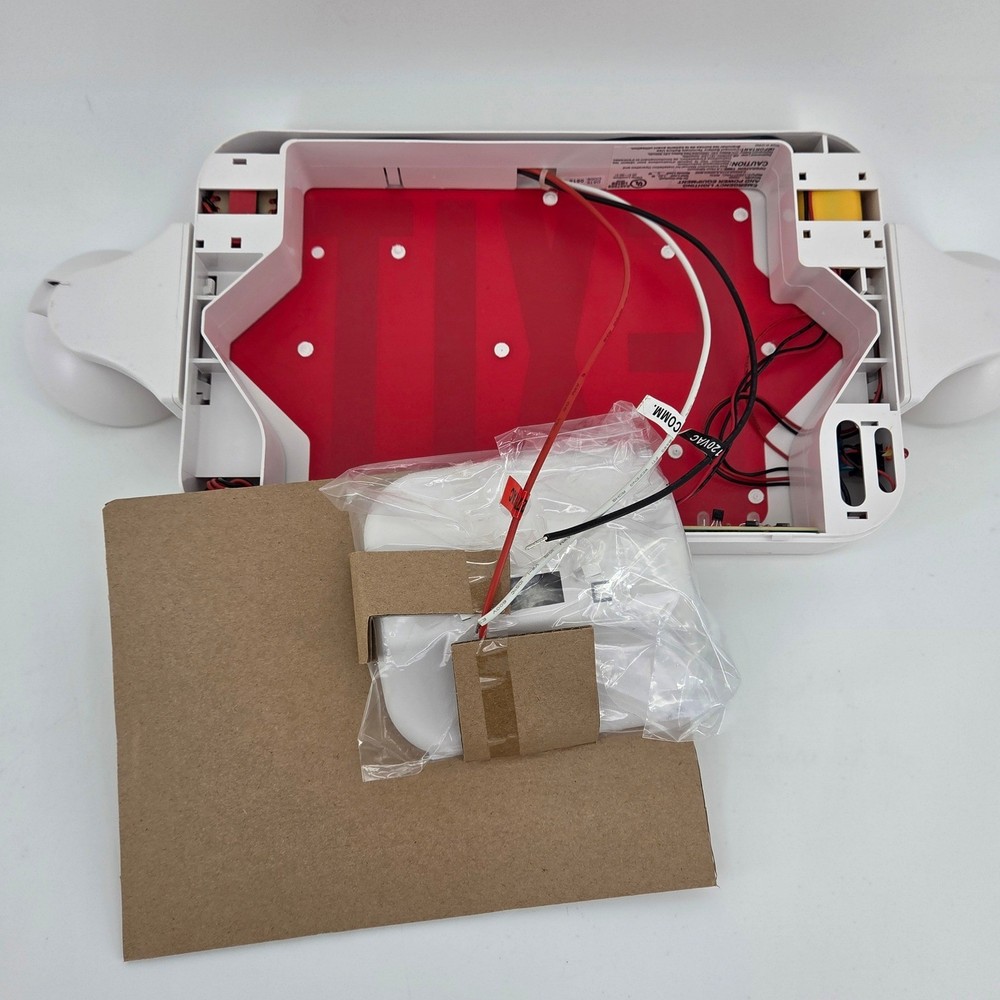 Morris 73040 Combo LED Exit Emergency Light Red LED White Housing Battery NOB