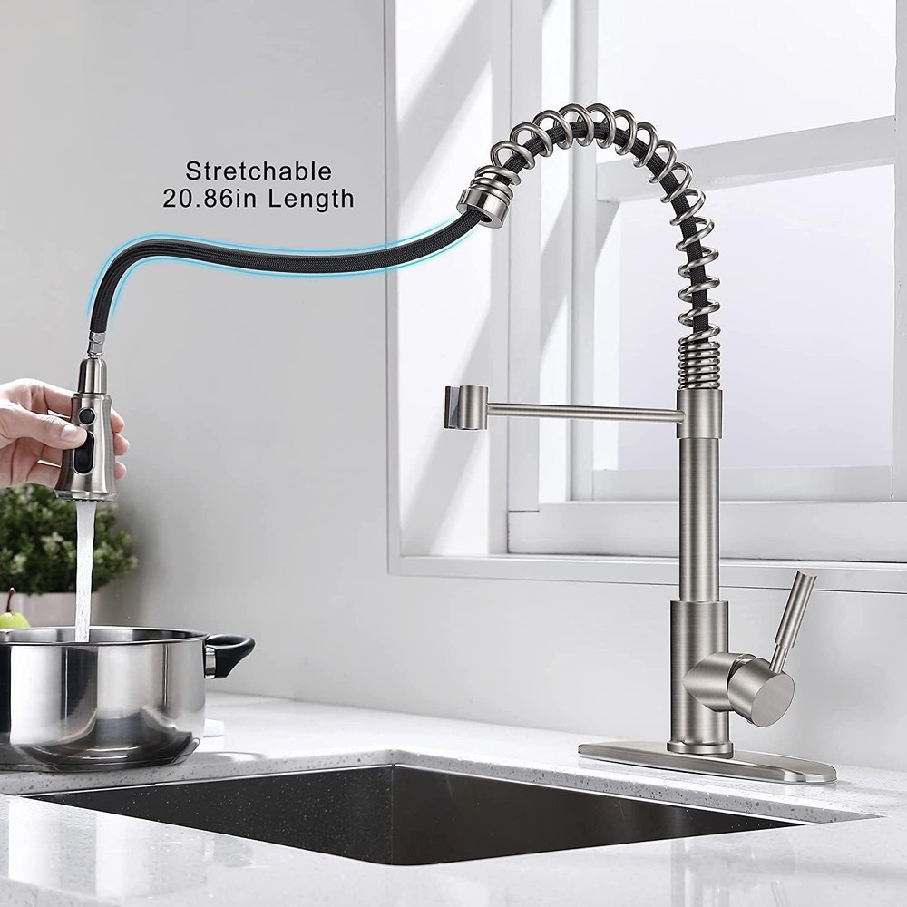 Kitchen Faucet with Pull Down Sprayer Single Handle RV Commercial Coil