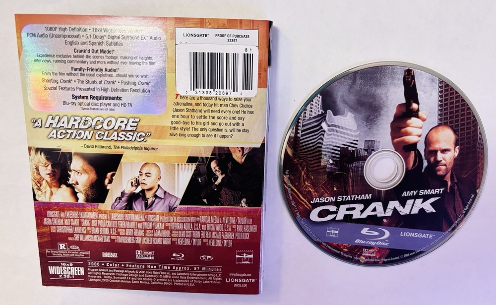 Crank 2006 Blu-Ray Disc & Artwork Only : No CASE