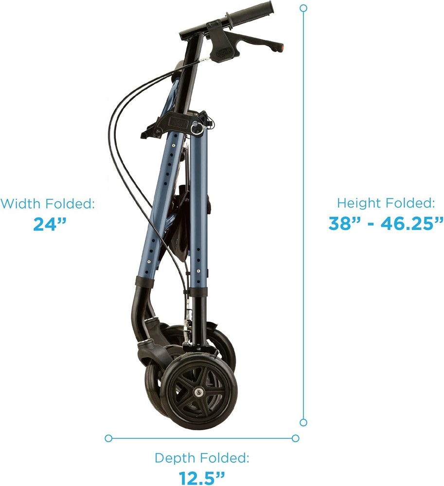 NOVA Star Deluxe Rollator Walker - Extra Wide 8" Wheels, Blue - Open Box