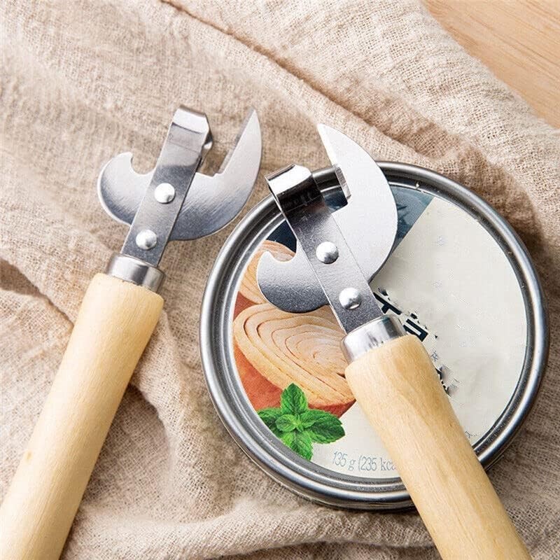 Stainless Steel Multi-Function Can Opener with Wood Handle