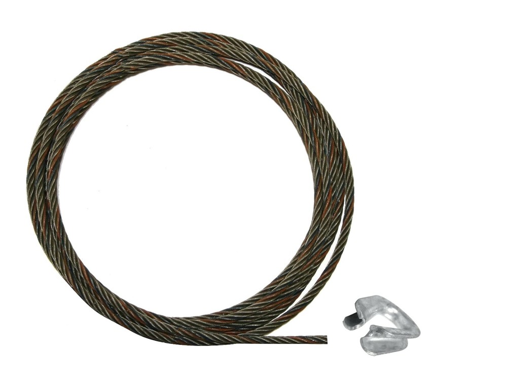 7/16" x 100' Fiber Core Wire Rope Winch Line Plain Cable with Additional Thimble
